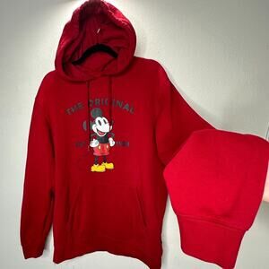 Disney X Vans Red Mickeys 90 Anniversary Front Pocket Pullover Fleece Hoodie M
